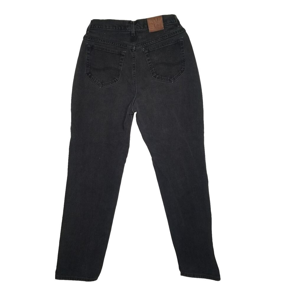 Vintage 90s Lee Riveted Jeans Womens Size 12 M Black Denim Faded High Rise Mom